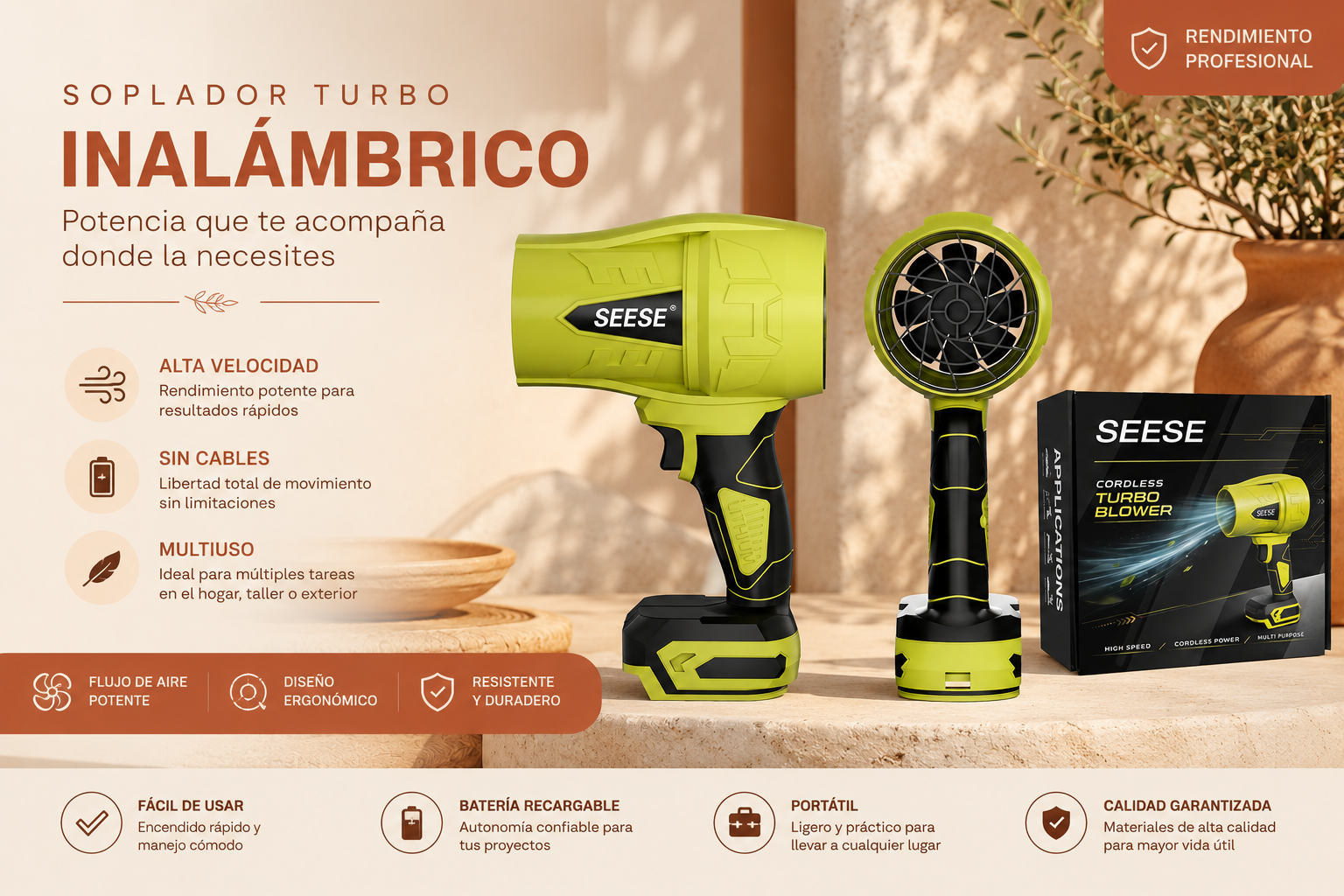 Soplador de aire comprimido inalámbrico SEESE