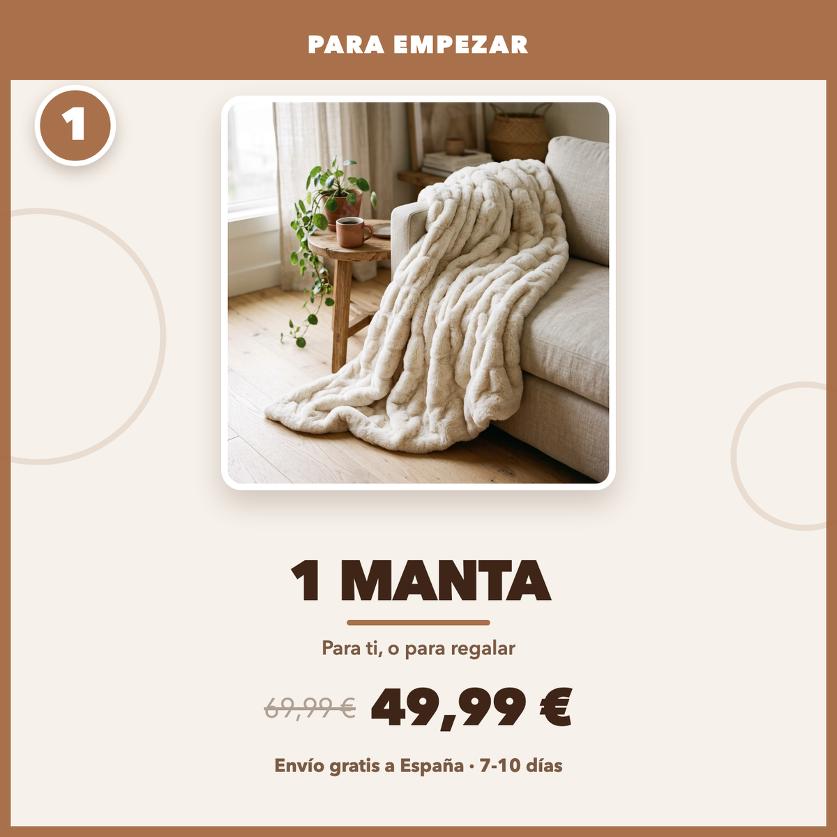 1 manta, 49,99 €, envío gratis a España