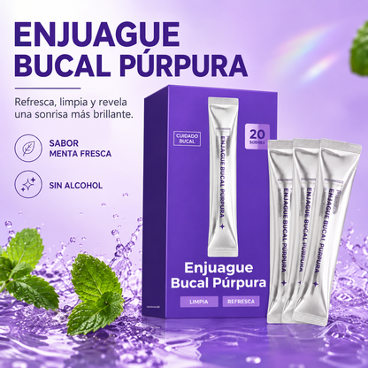 Enjuague Bucal Púrpura: sabor menta fresca, sin alcohol