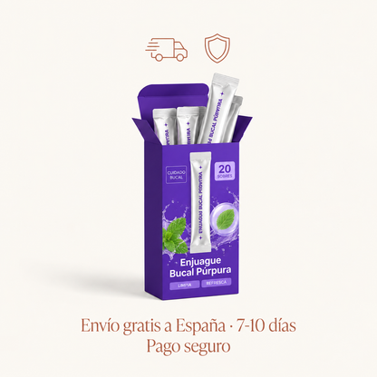 Caja de Enjuague Bucal Púrpura con 20 sobres · Envío gratis a España en 7-10 días