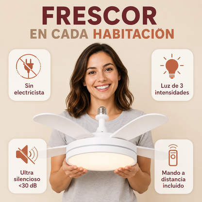 Ventilador tecnológico con luz LED y mando a distancia